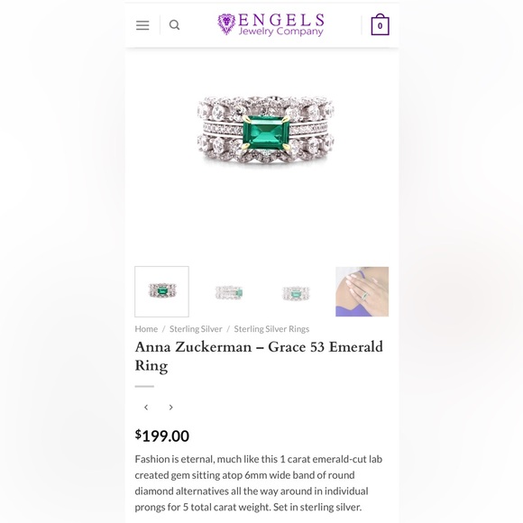 Anna Zuckerman Grace 53 Emerald Ring - Picture 2 of 2